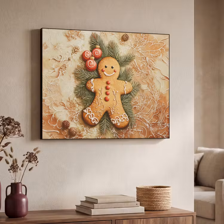 Kerstmis - Koekje - Poppetje - Speculaas Textielframe zwart klein -sfeer3