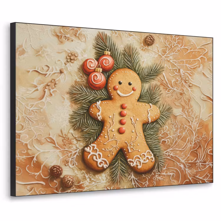 Kerstmis - Koekje - Poppetje - Speculaas Textielframe zwart klein -3d