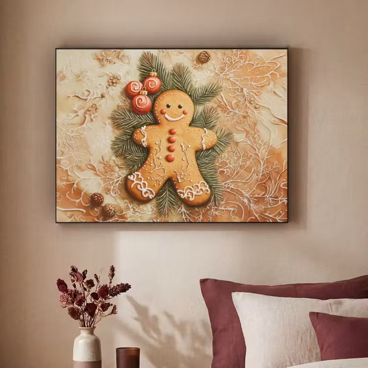 Kerstmis - Koekje - Poppetje - Speculaas Textielframe zwart klein -sfeer1