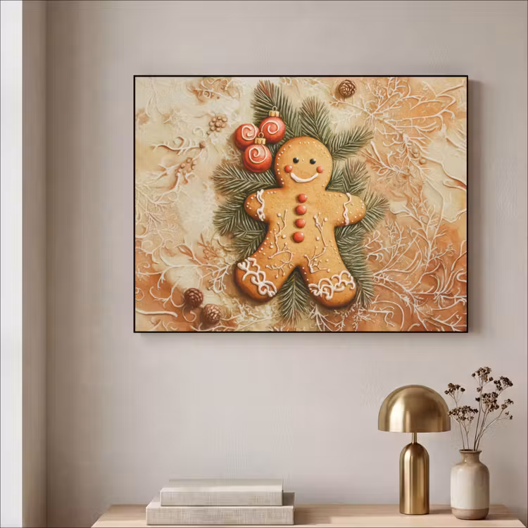 Kerstmis - Koekje - Poppetje - Speculaas Textielframe zwart klein -sfeer2