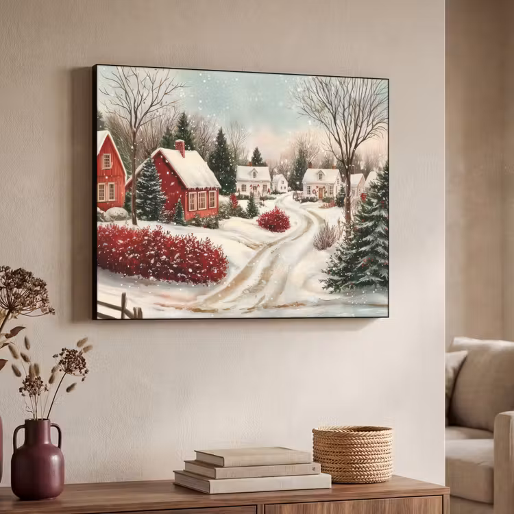 Kerstsfeer - Landelijk - Rood Textielframe - compleet frame klein -sfeer3