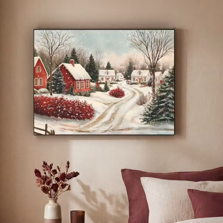 Kerstsfeer - Landelijk - Rood Textielframe zwart klein -sfeer1