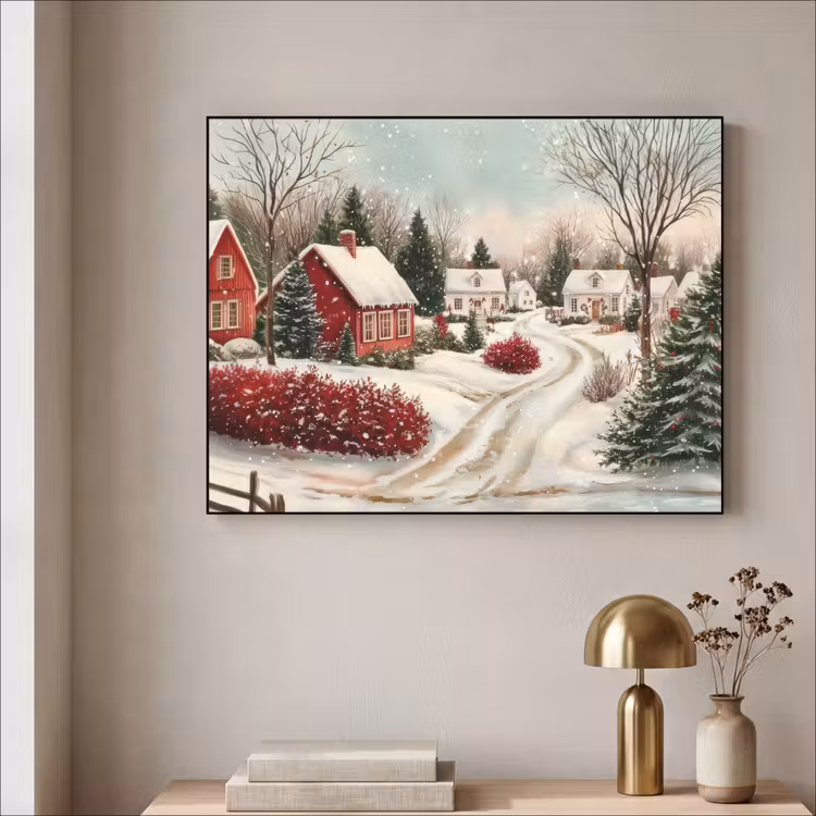 Kerstsfeer - Landelijk - Rood Textielframe - compleet frame klein -sfeer2
