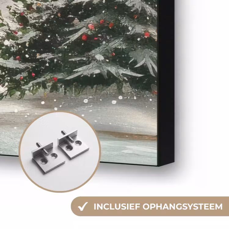 Kerstsfeer - Landelijk - Rood Textielframe zwart klein -USP_ophangsysteemNL