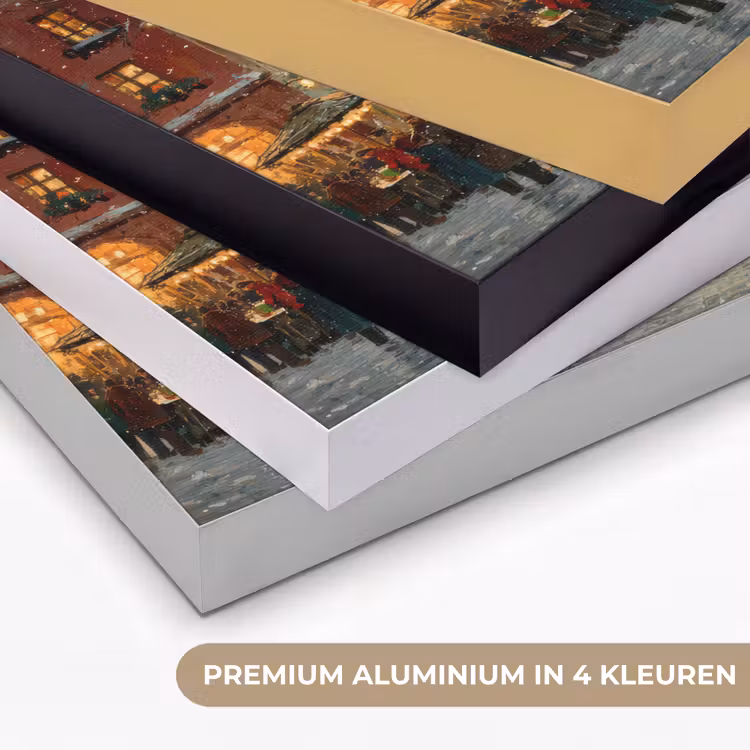 Kerstsfeer - Stadsplein - Kleurrijk Textielframe zwart klein -USP_kleurenNL