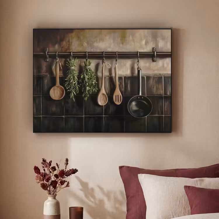 Keukengerei - Rustiek - Tegels - Kruiden Textielframe - compleet frame klein -sfeer1