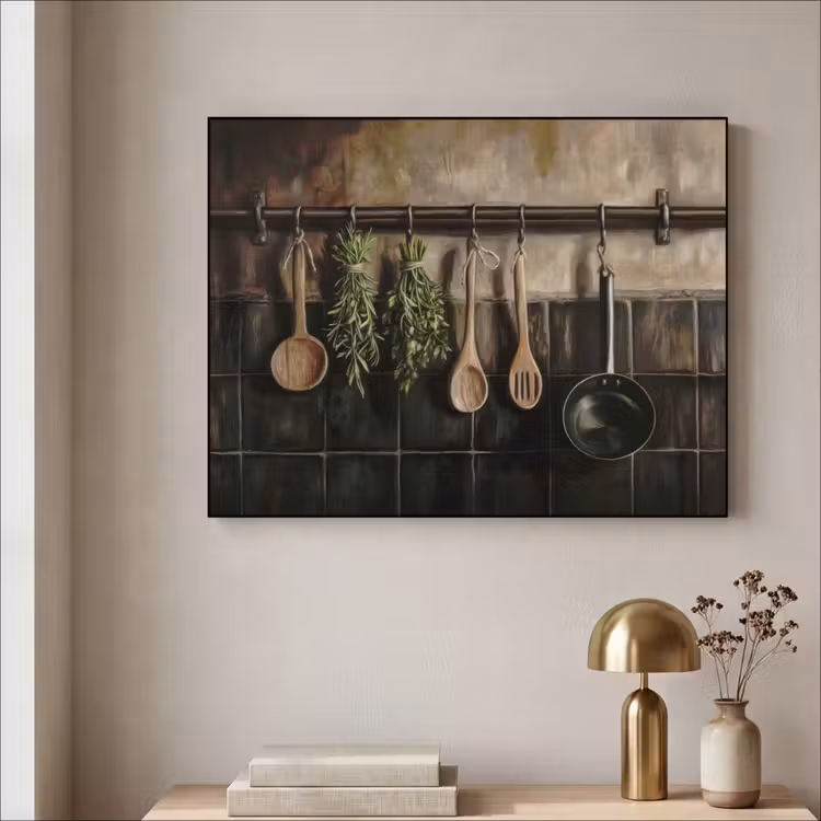 Keukengerei - Rustiek - Tegels - Kruiden Textielframe - compleet frame klein -sfeer2