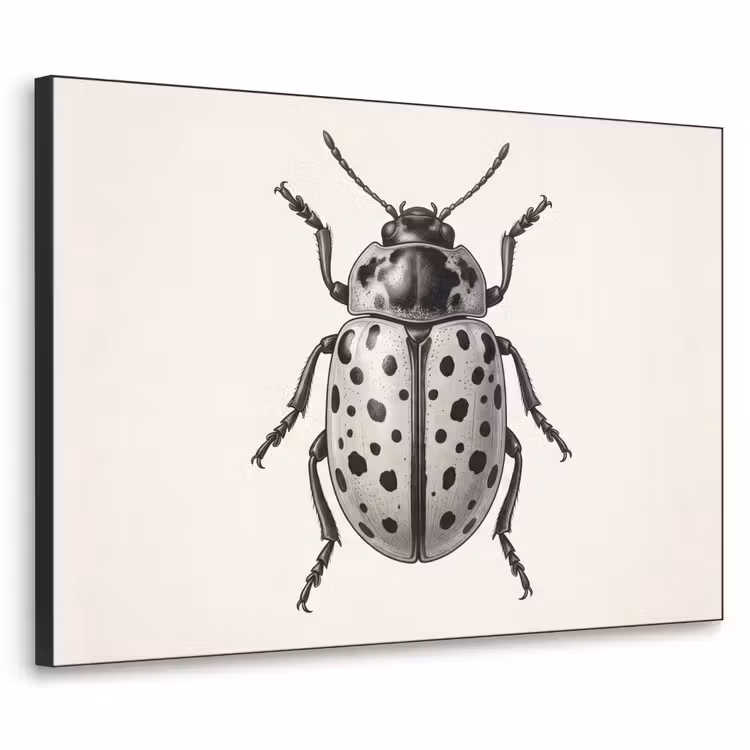 Kever - Insect - Vintage Textielframe zwart klein -3d