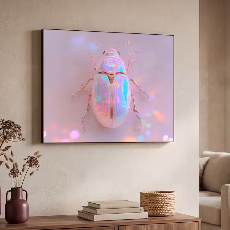 Kever - Metallic - Lichteffect - Roze Textielframe - compleet frame klein -sfeer3