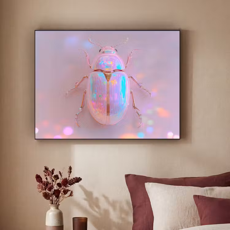 Kever - Metallic - Lichteffect - Roze Textielframe - compleet frame klein -sfeer1