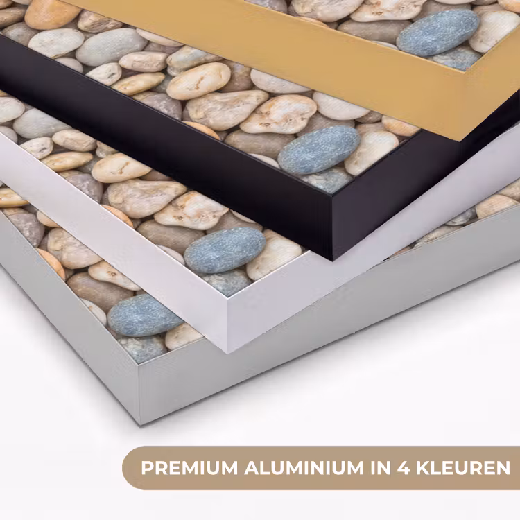 Kiezelstenen - Natuur - Textuur - Beige - Grijs Textielframe zwart klein -USP_kleurenNL