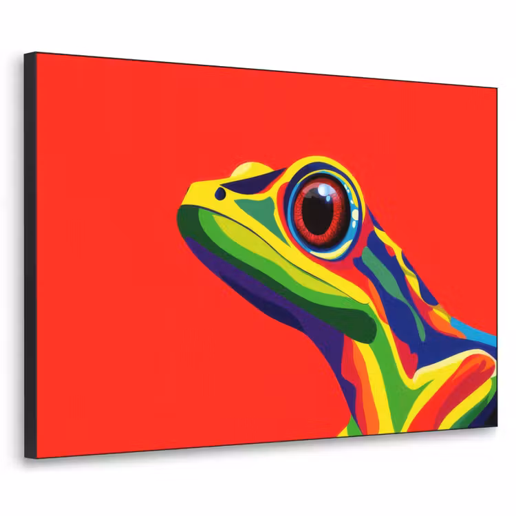 Kikker - Kleurrijk - Strepen - Ogen Textielframe - compleet frame klein -3d