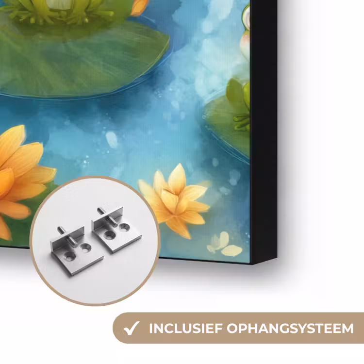 Kikker - Lelies - Groen Textielframe zwart klein 947 -USP_ophangsysteemNL