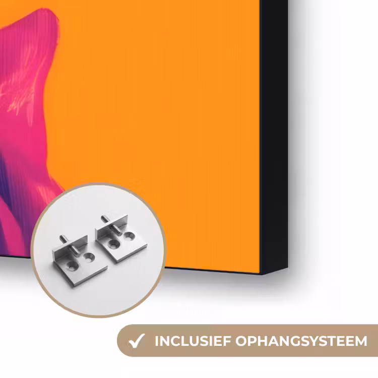 Kimono - Hondje - Bloemenkroon - Oranje Textielframe zwart klein -USP_ophangsysteemNL