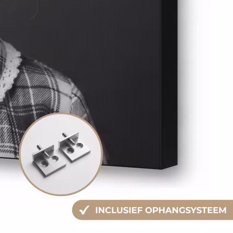 Kind - Vergrootglas - Portret - Zwart-wit Textielframe zwart klein -USP_ophangsysteemNL