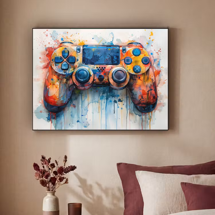 Kinder- en tiener kamer - Gaming - Game controller Textielframe zwart klein -sfeer1