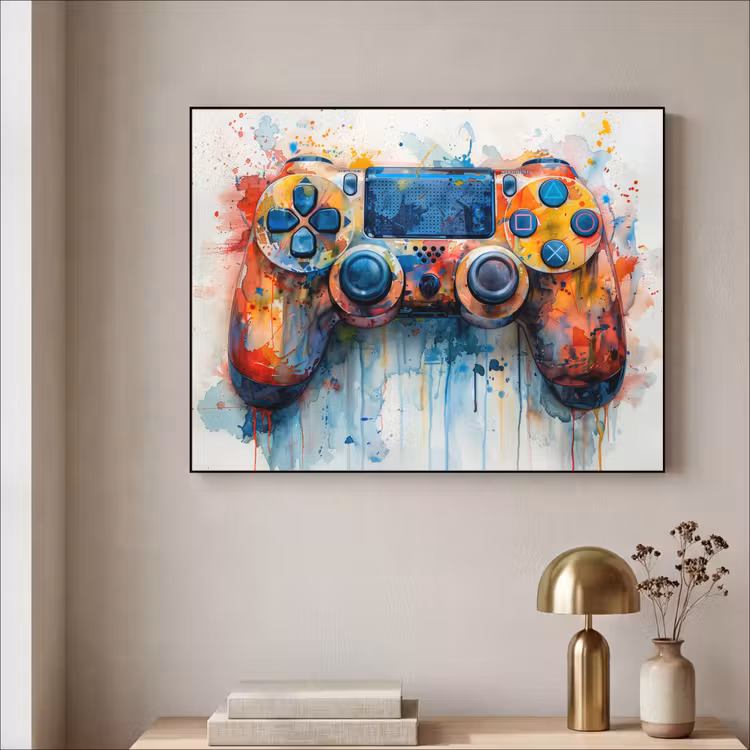 Kinder- en tiener kamer - Gaming - Game controller Textielframe zwart klein -sfeer2