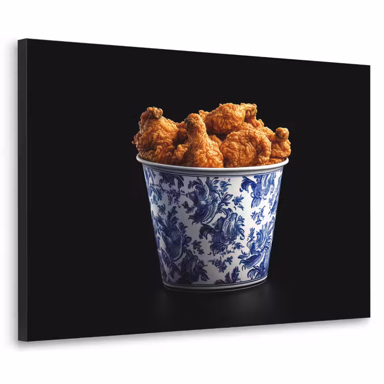 Kip - Bucket - Delfts blauw - Lekker Textielframe - compleet frame klein -3d