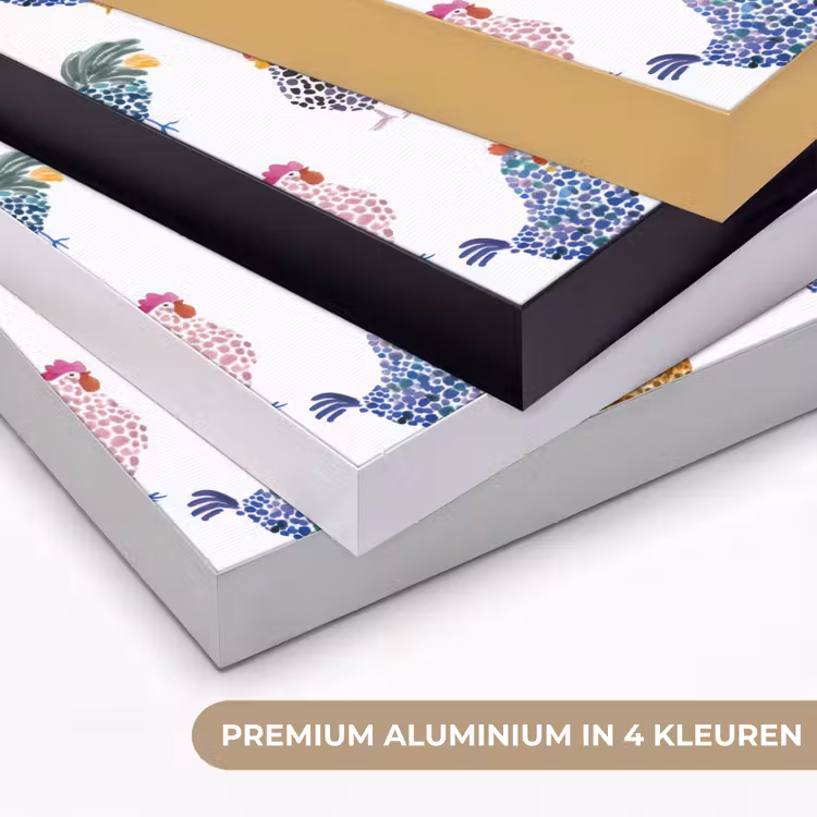 Kippen -Aquarel - Kleurrijk Textielframe zwart klein 947 -USP_kleurenNL