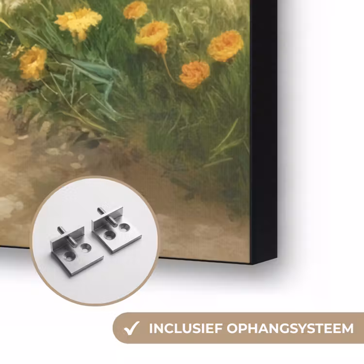 Kippen - Landelijke rust - Natuur Textielframe zwart klein -USP_ophangsysteemNL