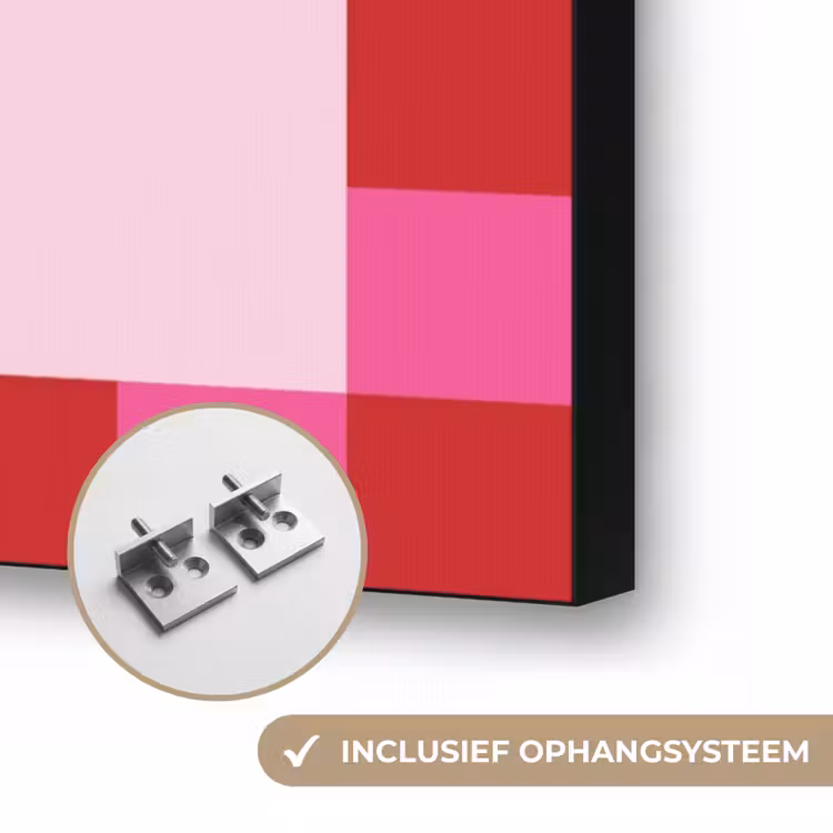 Kiss - Roze - Frans - Valentijn Textielframe zwart klein -USP_ophangsysteemNL