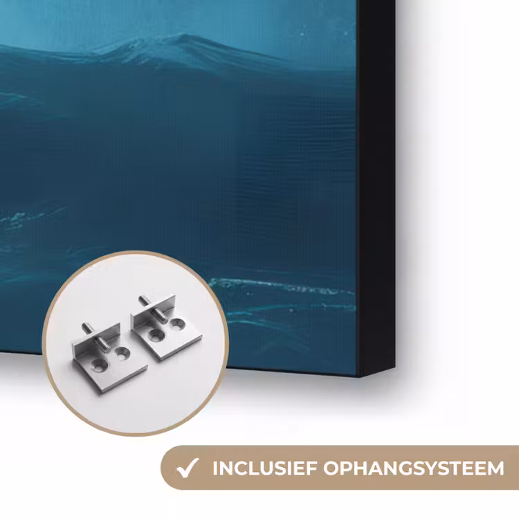 Kitesurfer - Oranje - Zee - Lucht Textielframe zwart klein -USP_ophangsysteemNL
