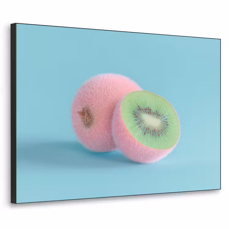 Kiwi - Blauw - Surrealistisch Textielframe - compleet frame klein -3d