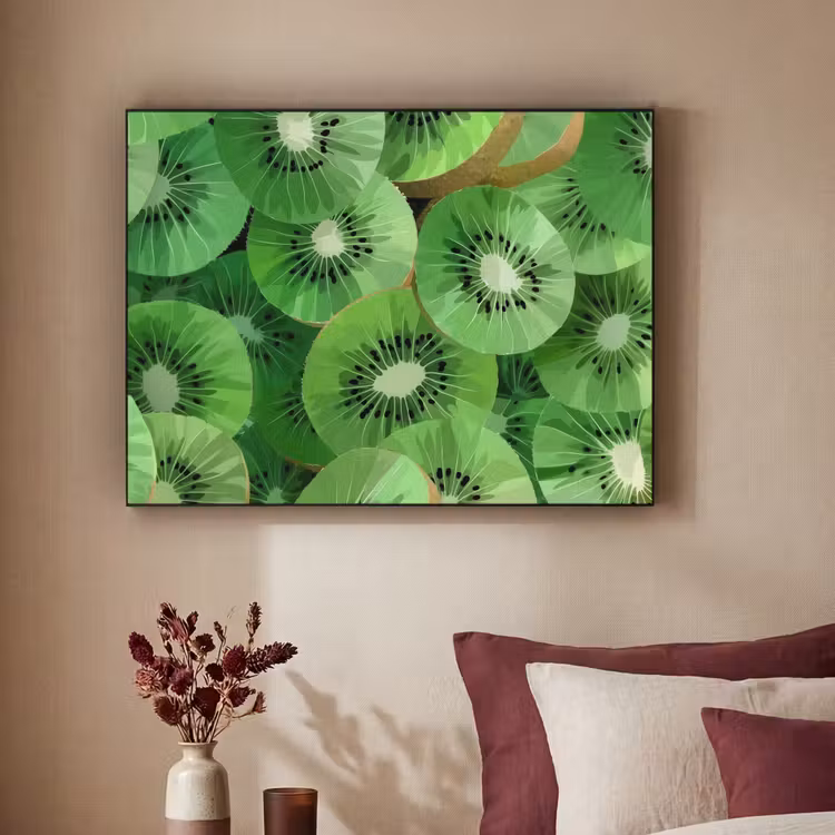 Kiwi - Groen - Pitten Textielframe zwart klein -sfeer1
