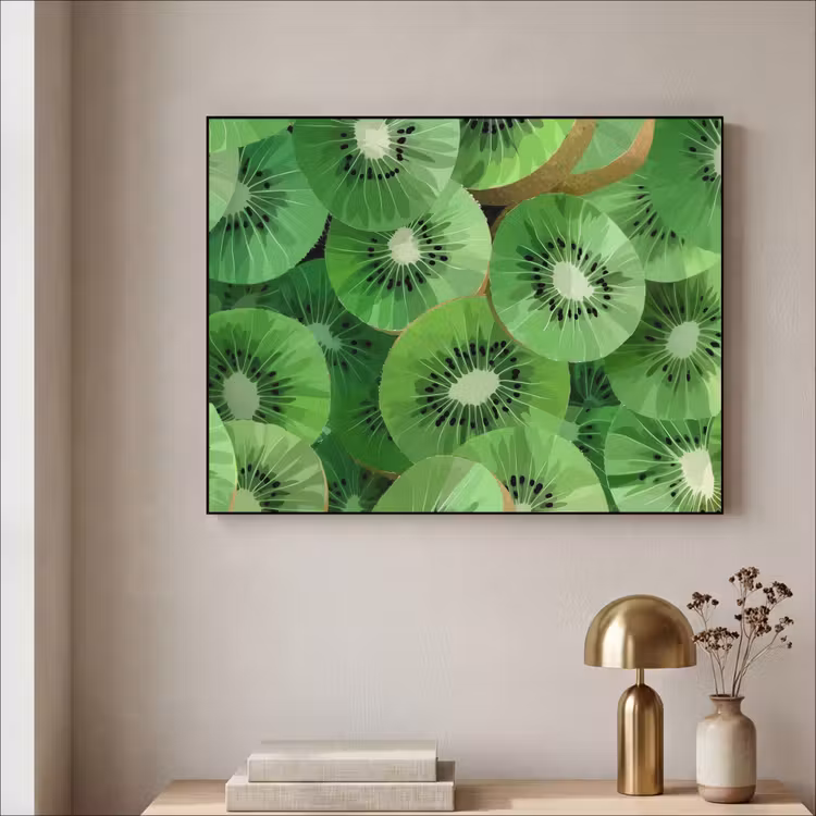 Kiwi - Groen - Pitten Textielframe zwart klein -sfeer2