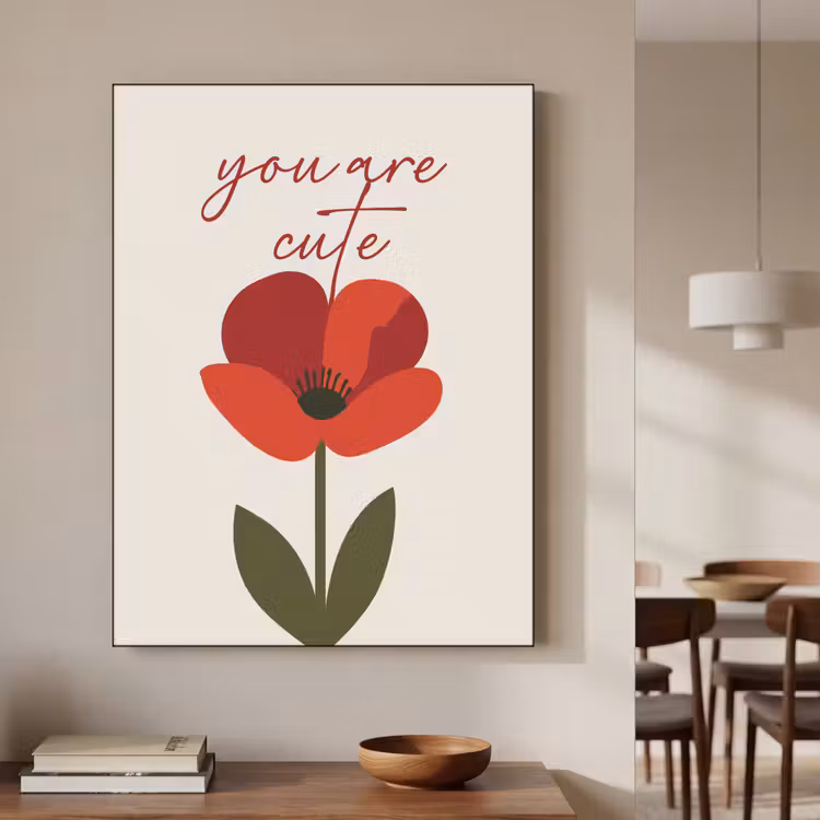 Klaproos - Bloem - Rood - Valentijn Textielframe - compleet frame klein -sfeer2