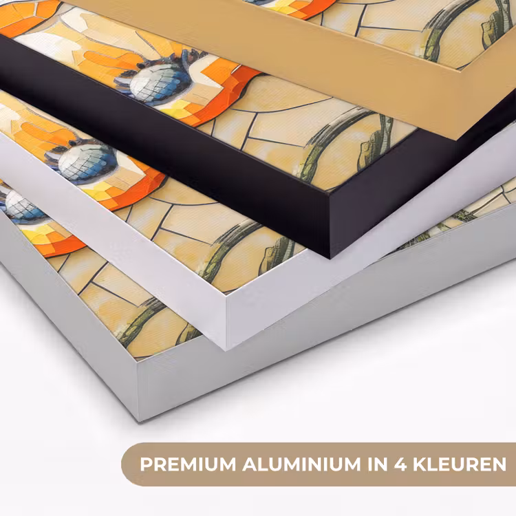 Klaprozen - Oranje - Mozaïek - Bladeren Textielframe zwart klein -USP_kleurenNL