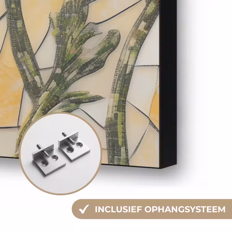 Klaprozen - Oranje - Mozaïek - Bladeren Textielframe zwart klein -USP_ophangsysteemNL