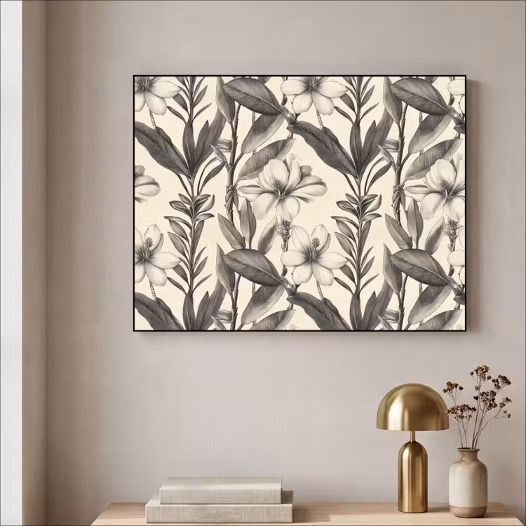 Klassiek - Botanisch - Zwart - Beige Textielframe zwart klein 947 -sfeer2