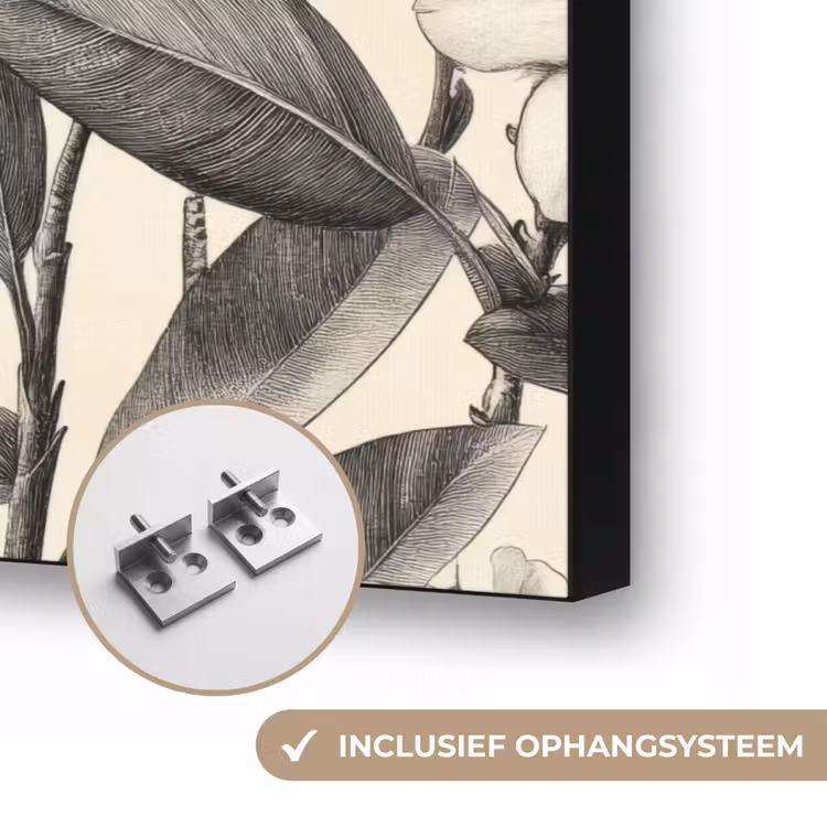 Klassiek - Botanisch - Zwart - Beige Textielframe zwart klein 947 -USP_ophangsysteemNL