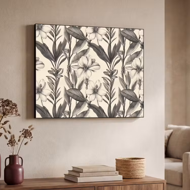 Klassiek - Botanisch - Zwart - Beige Textielframe zwart klein 947 -sfeer3