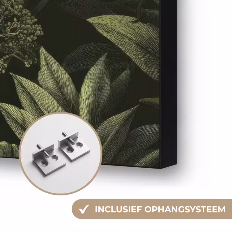 Klassiek - Donker - Botanisch - Planten Textielframe zwart klein 947 -USP_ophangsysteemNL