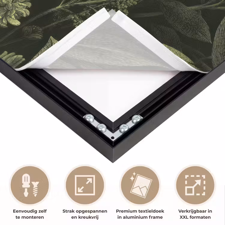 Klassiek - Donker - Botanisch - Planten Textielframe zwart klein 947 -USP_feed_closeupNL