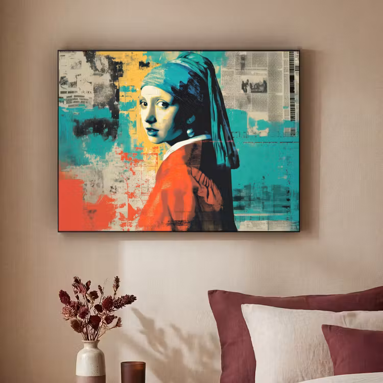Klassiek - Pareloorbel - Streetartstijl - Kleurrijk Textielframe - compleet frame klein -sfeer1