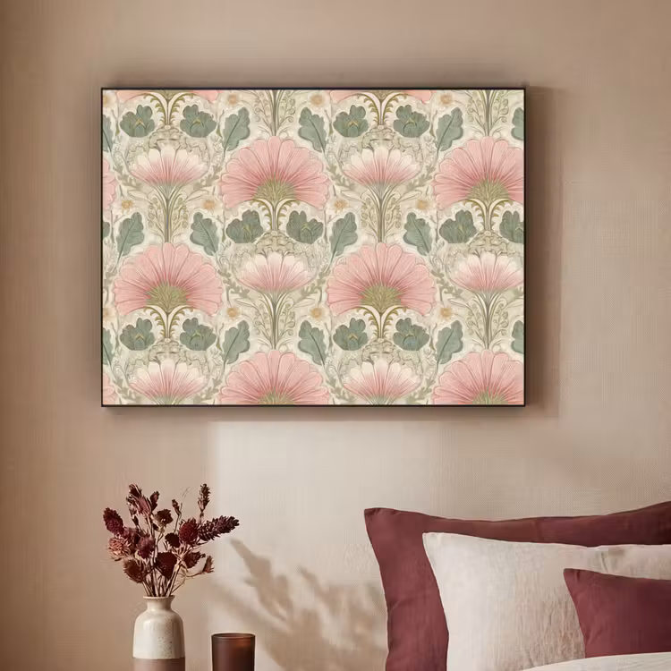 Klassiek - Patroon - Roze Textielframe zwart klein 947 -sfeer1