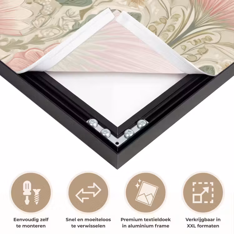 Klassiek - Patroon - Roze Textielframe zwart klein 947 -USP_closeupNL