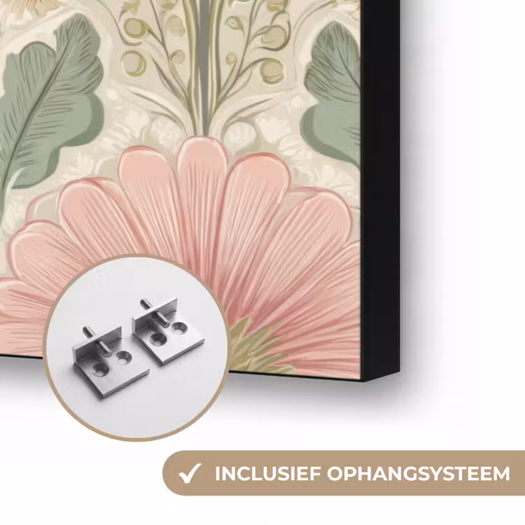 Klassiek - Patroon - Roze Textielframe zwart klein 947 -USP_ophangsysteemNL