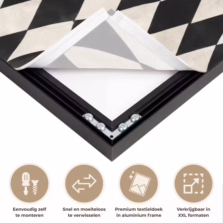 Klassiek - Patroon - Zwart Textielframe zwart klein 947 -USP_closeupNL