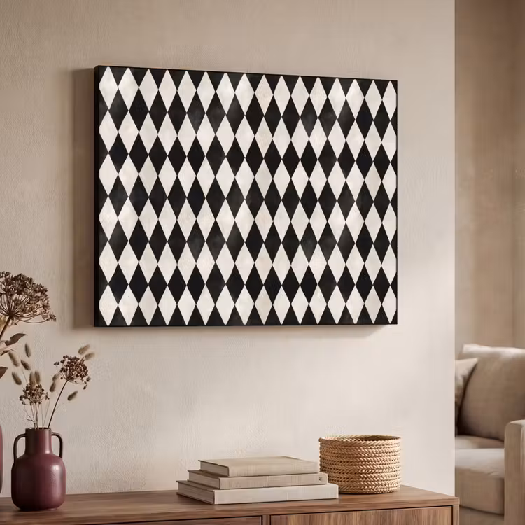 Klassiek - Patroon - Zwart Textielframe zwart klein 947 -sfeer3