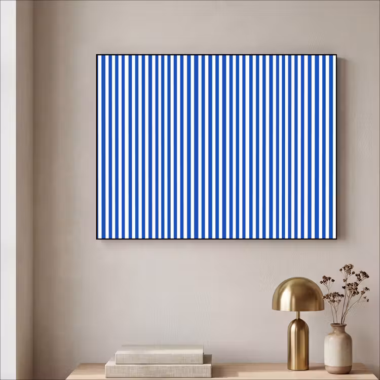 Klassiek - Strepen - Blauw Textielframe zwart klein 947 -sfeer2