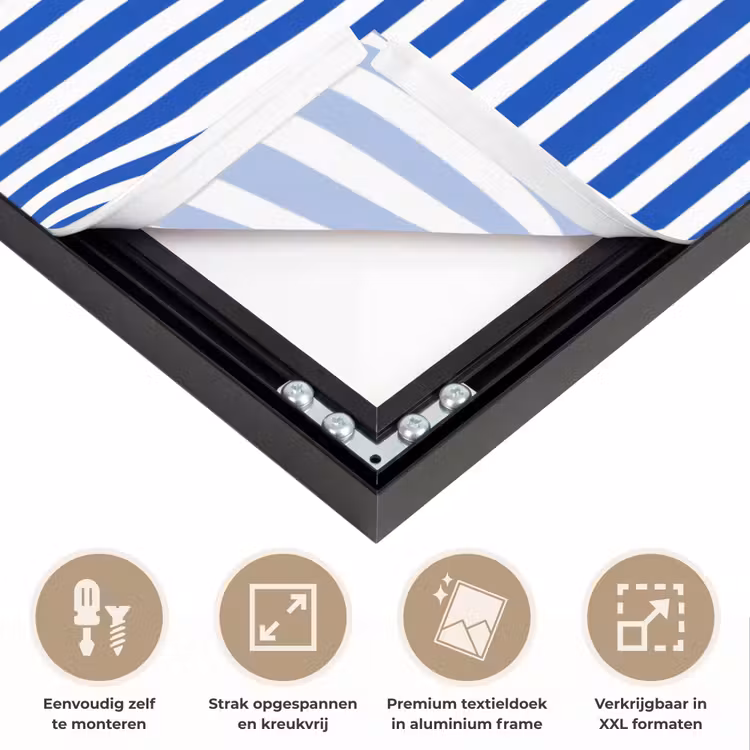 Klassiek - Strepen - Blauw Textielframe zwart klein 947 -USP_feed_closeupNL