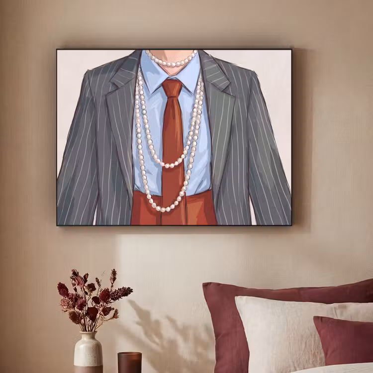 Kleding - Strik - Parels - Klassiek - Mode Textielframe zwart klein -sfeer1