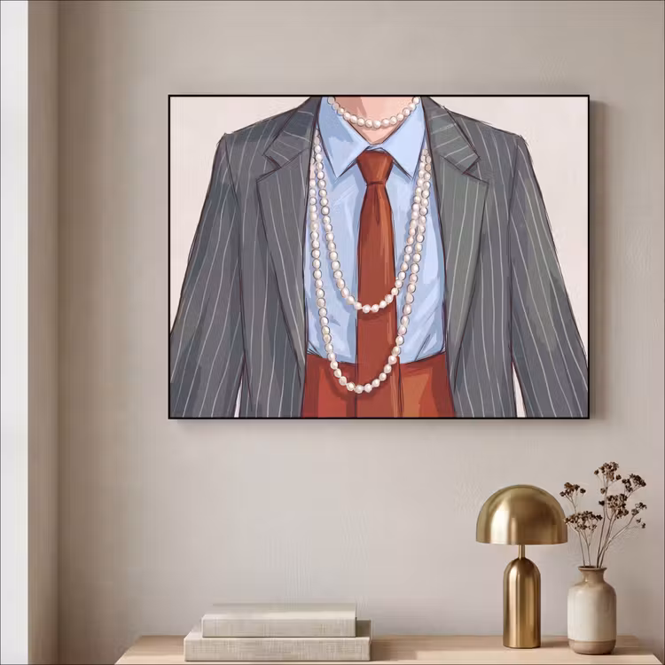 Kleding - Strik - Parels - Klassiek - Mode Textielframe zwart klein -sfeer2