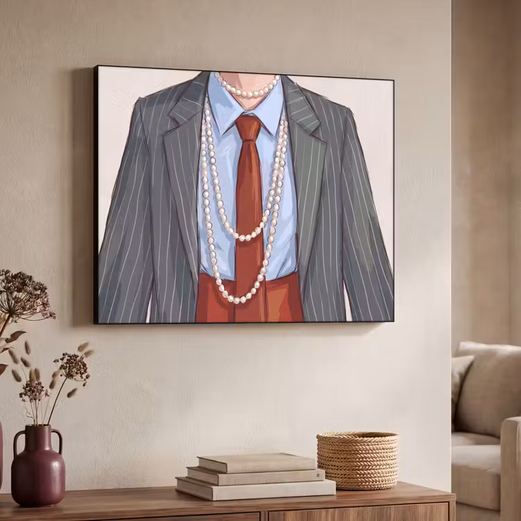 Kleding - Strik - Parels - Klassiek - Mode Textielframe zwart klein -sfeer3