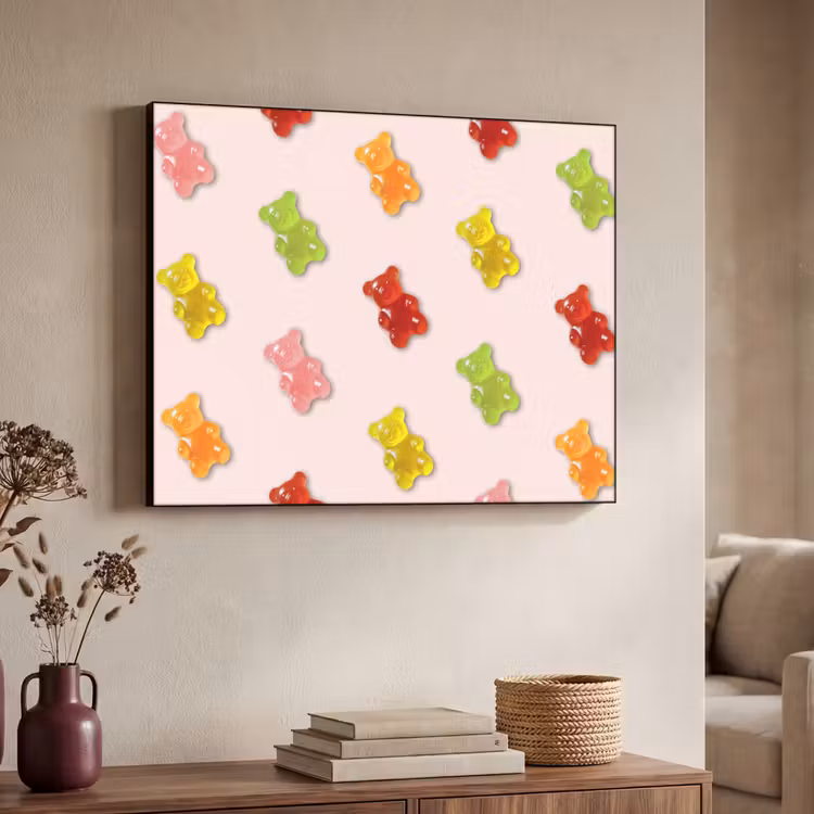Kleur - Snoep - Roze Textielframe - compleet frame klein -sfeer3