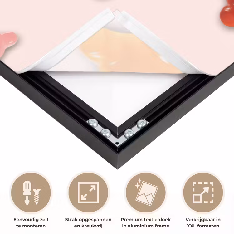 Kleur - Snoep - Roze Textielframe zwart klein -USP_feed_closeupNL